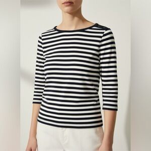 Ralph Lauren Navy and White Striped 3/4 Sleeve Top vintage LRL tag size S